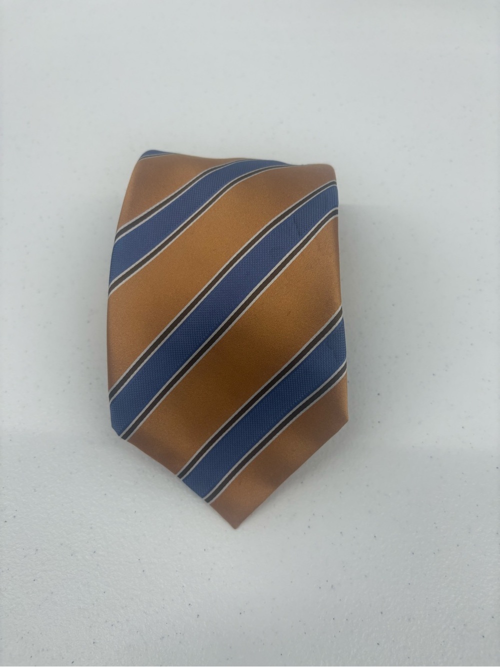 Stefano Ricci Swarvoski Bronze and Blue Diagonal Stripe Tie